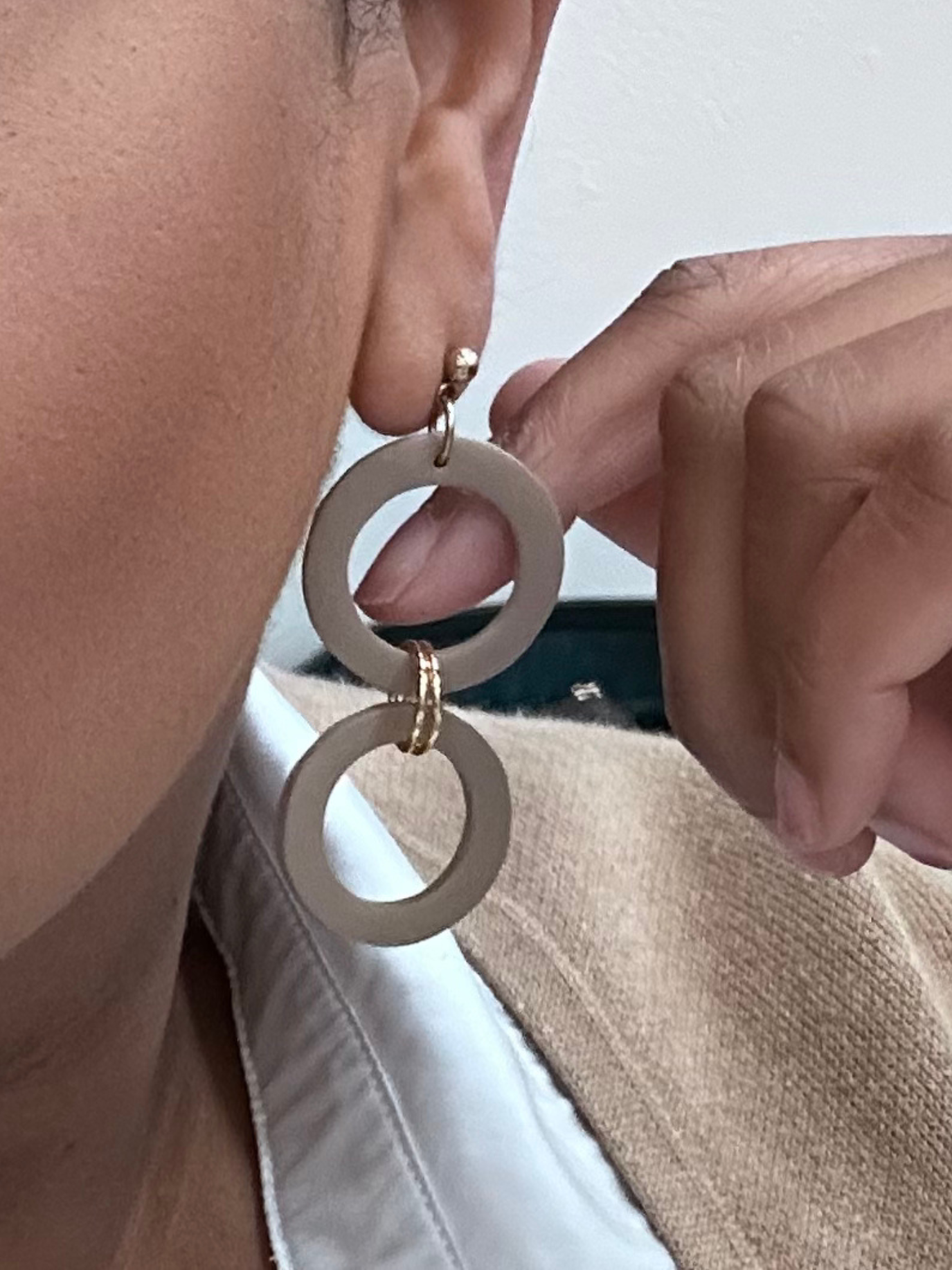 Stone Double Halo Dangle Earrings