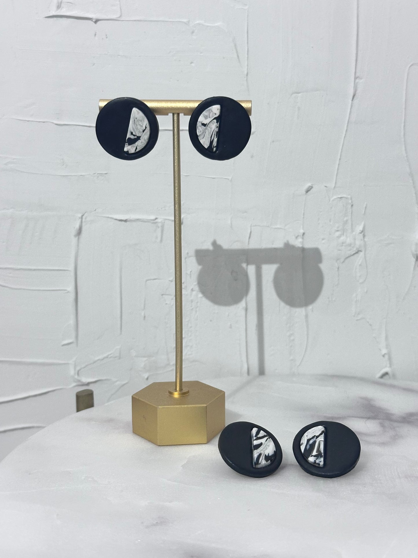 Half-moon Marble Studs