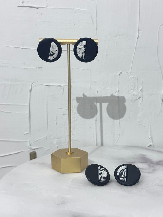 Half-moon Marble Studs