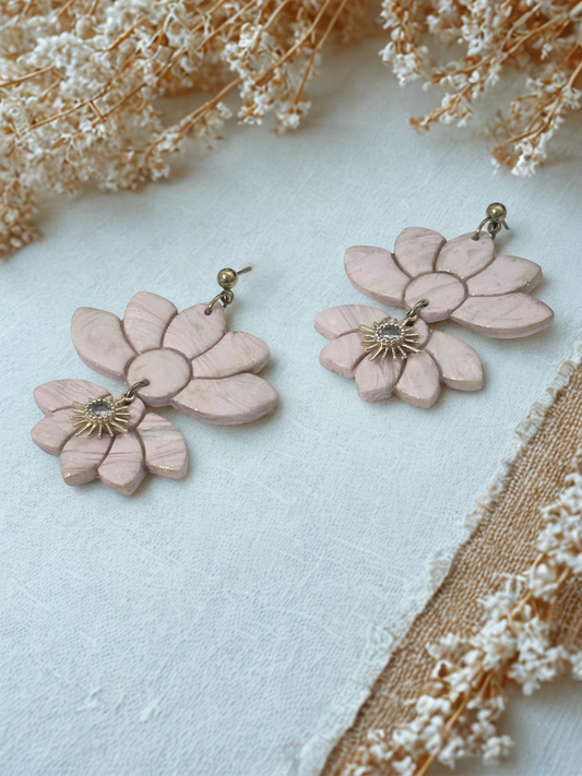 Double Lotus Dangle Earrings